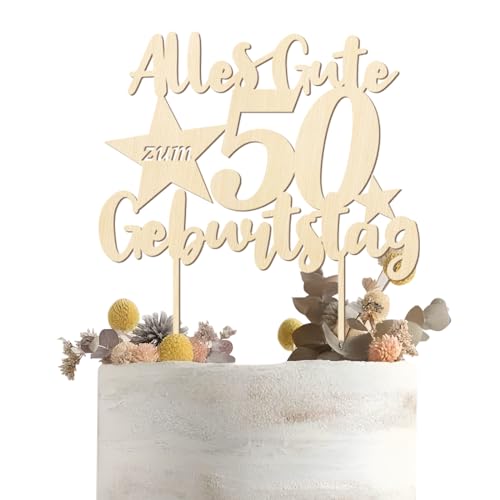 Holz Cake Topper 50. Geburtstag - Alles Gute Tortendeko für Frauen und Männer - 50th Birthday Kuchen Deko Holz Cake Topper 50. Geburtstag - Alles Gute Tortendeko für Frauen und Männer - 50th Birthday Kuchen Deko von Wishstar
