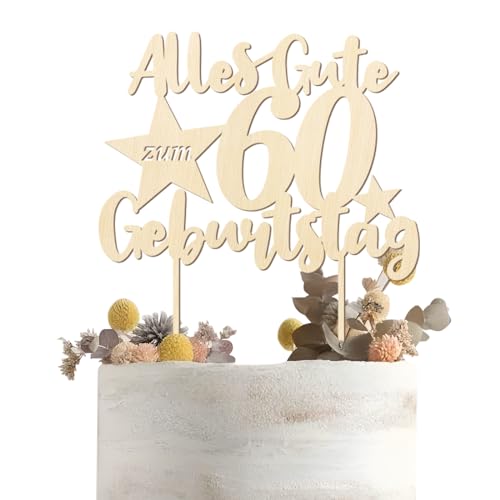 Cake Topper 60 Geburtstag, Holz Torten Deko 60 Geburtstag, Geburtstag Alles Gute Tortendeko, 60th Birthday Cake Topper, Alles Gute Geburtstag Kuchen Deko, 60 Geburtstag deko für Frauen Mann Cake Topper 60 Geburtstag, Holz Torten Deko 60 Geburtstag, Geburtstag Alles Gute Tortendeko, 60th Birthday Cake Topper, Alles Gute Geburtstag Kuchen Deko, 60 Geburtstag deko für Frauen Mann von Wishstar