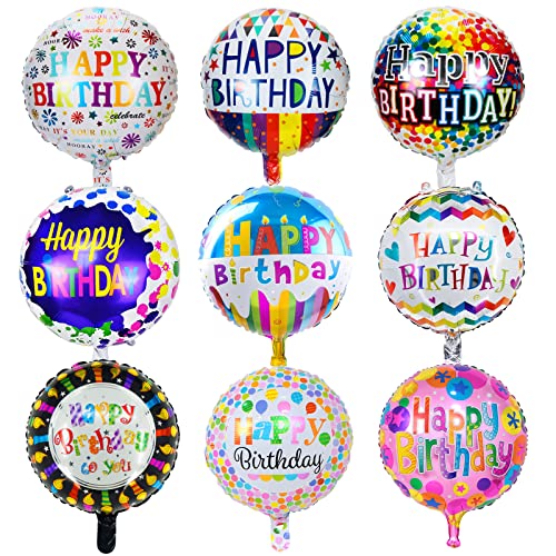 Folienballon Happy Birthday 9 Stücke,Geburtstagsballon mit Buntem Muster,Runde Geburtstags Helium Ballon,Luftballons Geburtstag Geburtstagsfeier Dekoration Für Kinder Junge Mädchen und Erwachsene Folienballon Happy Birthday 9 Stücke,Geburtstagsballon mit Buntem Muster,Runde Geburtstags Helium Ballon,Luftballons Geburtstag Geburtstagsfeier Dekoration Für Kinder Junge Mädchen und Erwachsene von Wishstar