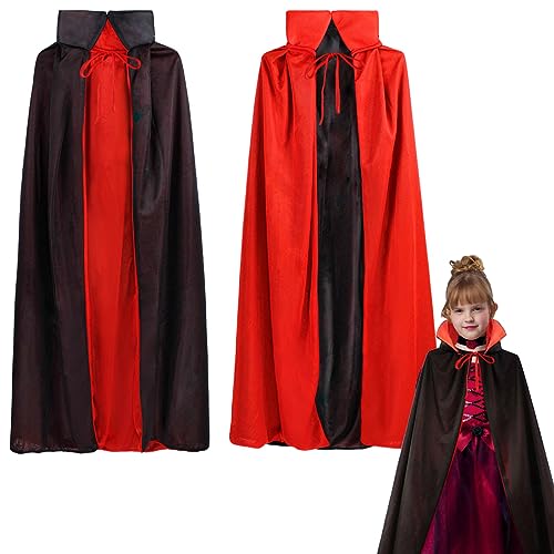 Vampir Umhang Stehkragen Kinder 120cm, Halloween Kostüm Umhang Vampir, Draculas Umhang Kostüm Kinder, Vampirumhang mit Kragen Schwarz Rot für Kinder Jungen Mädchen, Halloween Masquerade Party Kostüm Vampir Umhang Stehkragen Kinder 120cm, Halloween Kostüm Umhang Vampir, Draculas Umhang Kostüm Kinder, Vampirumhang mit Kragen Schwarz Rot für Kinder Jungen Mädchen, Halloween Masquerade Party Kostüm von Wishstar