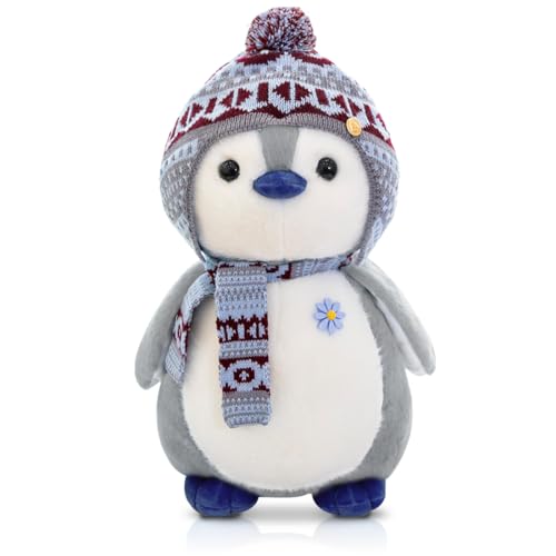 Wishstar Kuscheltier Pinguin Plüschtier, Stofftier Schmusetier zum Kuscheln & Spielen, Squishmallow Pinguin Geschenk, Pudgy Penguins Plush Für Kinder(Grau 20cm) von Wishstar