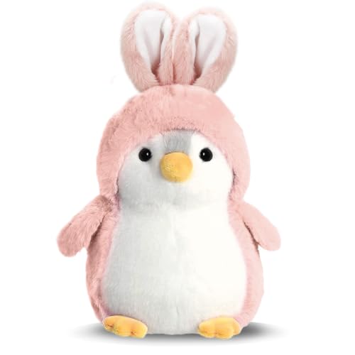 Wishstar Kuscheltier Pinguin Plüschtier für Mädchen, Stofftier Schmusetier zum Kuscheln & Spielen, Squishmallow Pinguin Geschenk, Penguins Plush Für Mädchen(Rosa Hasenohren Pinguin, 20cm) von Wishstar