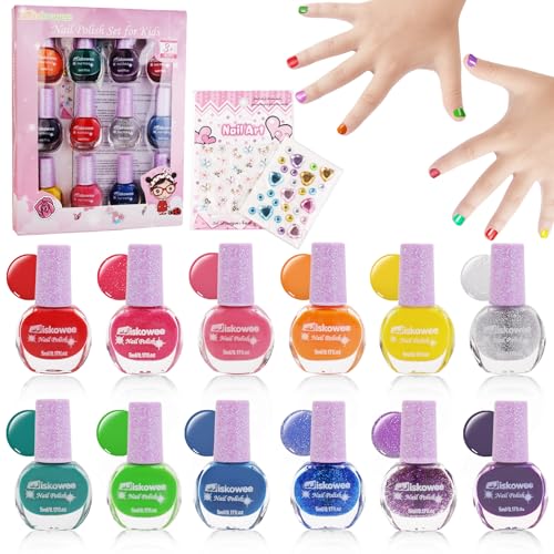 Nagellack Kinder Set 12 Farben Ungiftig Abziehbar Kindernagellack schnelltrocknend wasserlöslich Kinder Nagellack Kit Mädchen mit 2 Aufkleber, Karneval Geburtstag Geschenk Spielzeug Mädchen ab 3 Jahre Nagellack Kinder Set 12 Farben Ungiftig Abziehbar Kindernagellack schnelltrocknend wasserlöslich Kinder Nagellack Kit Mädchen mit 2 Aufkleber, Karneval Geburtstag Geschenk Spielzeug Mädchen ab 3 Jahre von Wiskowee