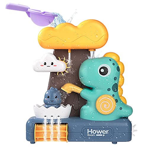 Badewannenspielzeug Baby Badespielzeug Dinosaurier Dusche Wasserfall Spielzeug, Wasserspielzeug Badewanne Dusche mit Saugnapf, Geschenke für Baby Kinder Mädchen Junge ab 1 2 3 4 Jahre von Wisplye