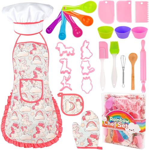 Chef-Set Koch-und Backset für Kinder, 26 Stück Backset Rollenspiele maßgeschneiderte Einhornmuster Schürzen und Kochmütze, Küchenspielzeug Zubehör, Geschenke für Mädchen 3-8 Jahre Chef-Set Koch-und Backset für Kinder, 26 Stück Backset Rollenspiele maßgeschneiderte Einhornmuster Schürzen und Kochmütze, Küchenspielzeug Zubehör, Geschenke für Mädchen 3-8 Jahre von Wisplye