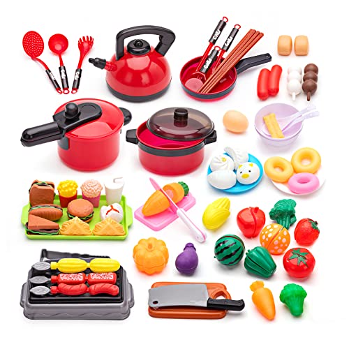 Kinder Küchenspielzeug Zubehör 73PCS Küche Kochgeschirr Töpfe Pfannenset, Lebensmittel Obst Gemüse Brot Rollenspiele Spielzeug für Kinder Jungen und Mädchen Geschenk Kinder Küchenspielzeug Zubehör 73PCS Küche Kochgeschirr Töpfe Pfannenset, Lebensmittel Obst Gemüse Brot Rollenspiele Spielzeug für Kinder Jungen und Mädchen Geschenk von Wisplye