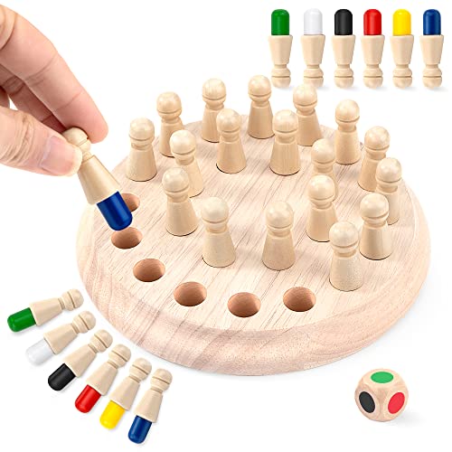 Memory Schach Spielzeug aus Holz, Memory Match Stick Schach Spiel Lernspielzeug Family Tischspiel Brettspiele Gedächtnis Schach für Kinder und Erwachsene von Wisplye