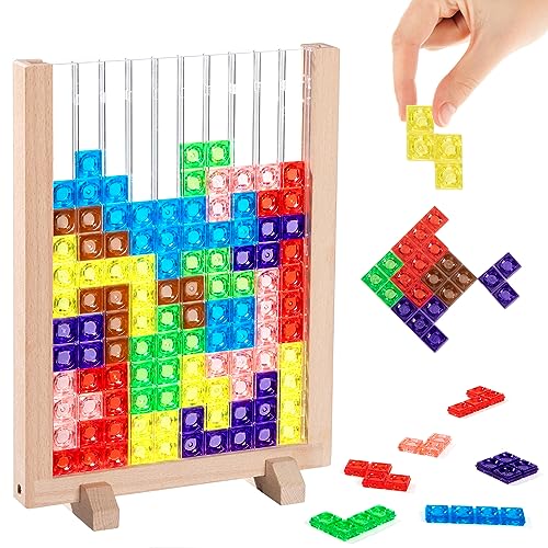 Montessori Spielzeug Tetris Puzzle, Kinder 3D Transparente Gehirnspielzeug Bunte Blöcke Tangram Puzzle Geschicklichkeitsspiel, Geschenk für Jungen und Mädchen ab 3 4 5 Jahre von Wisplye