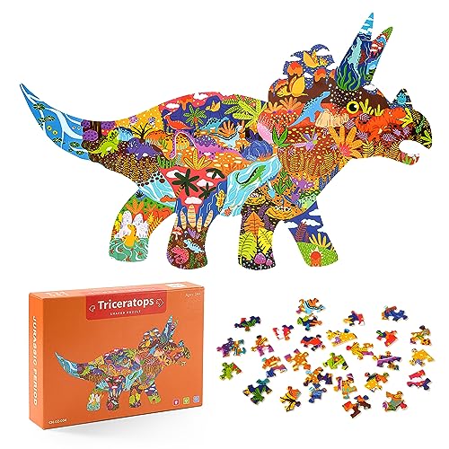 Dinosaurier Puzzle Kinder, 150 Teile Jigsaw Puzzle Triceratops, Tier Puzzle Pädagogisches Spielzeug Geschenk für Kleinkinder Jungen Mädchen ab 3 4 5 6 7 8 9 10 Jahren von Wisplye