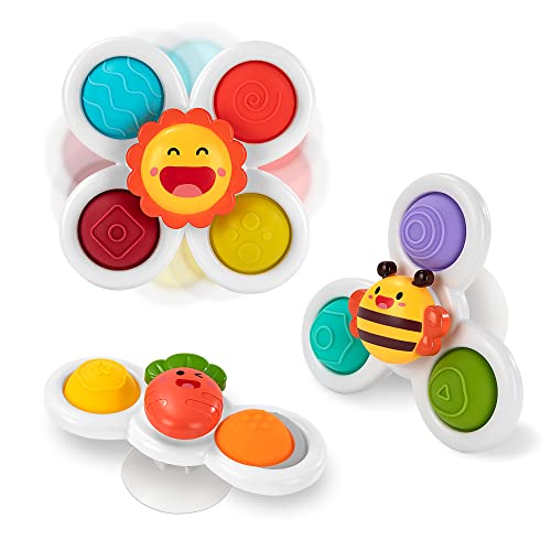 Saugnapf Spielzeug Baby Badespielzeug, 3 Stück Form der Blume Wasserspielzeug Sensorik Spielzeug Toys für Kinder ab 1 2 3+Jahr von Wisplye