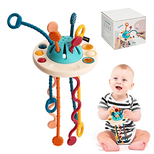 Wisplye Baby Sensorisches Spielzeug 18+ Monate, Montessori Weiche Silikon Zugschnur Spielzeug, Feinmotorik Aktivitäts Reise-Spielzeug, Lernspiele für Kleinkinder Jungen Mädchen von Wisplye