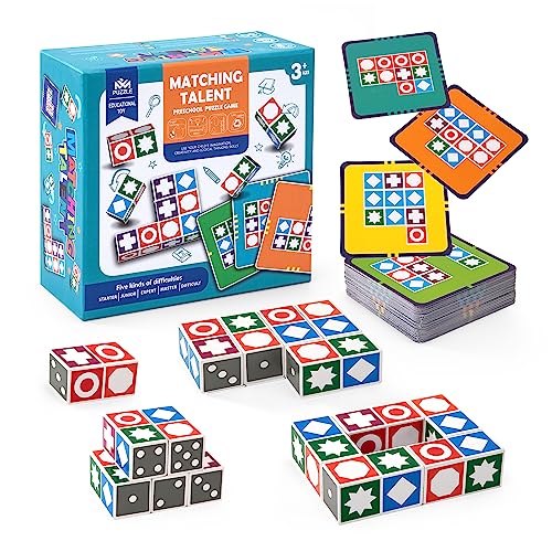 Wisplye Hölzerne Matching Spiel, Zuordnungsspiel Puzzle Bauwürfel Spielzeug, Pattern Block Match Brettspiele Montessori für Kinder und Erwachsene ab 3+ Jahren Wisplye Hölzerne Matching Spiel, Zuordnungsspiel Puzzle Bauwürfel Spielzeug, Pattern Block Match Brettspiele Montessori für Kinder und Erwachsene ab 3+ Jahren von Wisplye