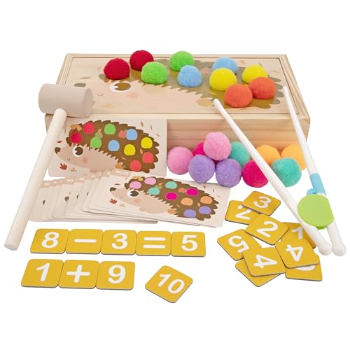Wisplye Holz Montessori Spielzeug,Clip Perlen Puzzle Brettspiele, Mathe Lernspielzeug für 3 4 5 Jahre alt Kinder Vorschule Farben Sortier Stapelspielzeug von Wisplye