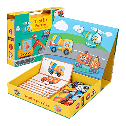 Wisplye Kreative Magnetspiel Box, Feinmotorik Magnet Spielzeug Reisespiel Lernpuzzle für Kinder ab 3 4 5 Jahre (Autos) von Wisplye