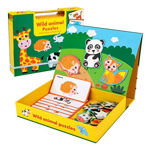 Kreative Magnetspiel Box, Feinmotorik Magnet Spielzeug Reisespiel Lernpuzzle für Kinder ab 3 4 5 Jahre (Tier) von Wisplye