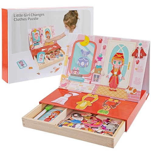 Wisplye Magnetspiel Box Dress Up Spielzeug ab 3 Jahre, Kreative Magnetspielbuch Anziehpuppe Magnetic Modespiel Reisespiel Brettspiel Zum Anziehen für Kinder Mädchen Wisplye Magnetspiel Box Dress Up Spielzeug ab 3 Jahre, Kreative Magnetspielbuch Anziehpuppe Magnetic Modespiel Reisespiel Brettspiel Zum Anziehen für Kinder Mädchen von Wisplye