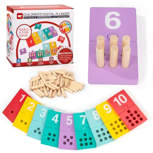 Wisplye Montessori Spielzeug, Holzspielzeug Mathe Spielzeug Anzahl Steckspiel Addition und Subtraktion innerhalb von 10, Motorikspielzeug Kinderspiele Geschenk für Jungen Mädche ab 3 4 5 6 Jahre von Wisplye
