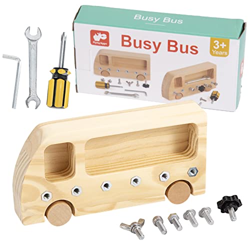 Wisplye Montessori Spielzeug Holz Schraubenbrett Sensorisches Lernspielzeug, Motorik Holzspielzeug Activity Busy Board Bus Pädagogisches für ab 3 Jahre Mädchen Junge Kinder Geschenke von Wisplye