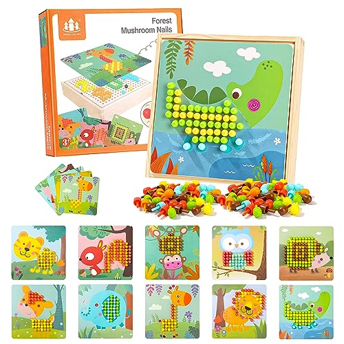 Wisplye Mosaik Steckspiel für Kinder ab 2 3 4 5 Jahre, Farbe Matching Mosaik-Steckplatte, Steckmosaik mit 240 Steckperlen und 10 Bunten, Kreatives Pädagogisches Lernspielzeug für Jungen Mädchen von Wisplye