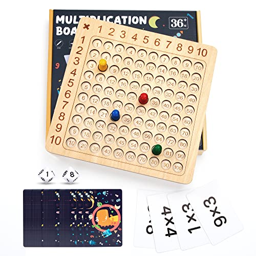 Wisplye Multiplikationstafel Holz Multiplikation Brettspiel Mathe Lernspielzeug Multiplikationsbrett Spaß Rechnen Spiel 1-100 Math Number Games für Kinder Grundschüler von Wisplye