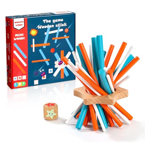 Wisplye Pick Up Sticks-Spiel, Sticks Skill Game mit Würfel, Balancing Stick Brettspiel Interaktives Spielzeug Geschenk für Kinder Jungen Mädchen ab 3 4 5 6 Jahre von Wisplye