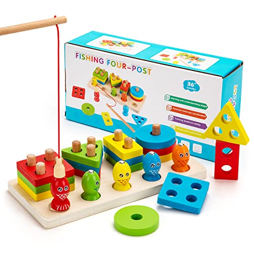 Wisplye Stapelspielzeug, Farben und Formen Puzzle-Stapler, Montessori Block Fädelspiel Angelspiel Puzzles für 1 2 3 Jungen Mädchen, Geschenk zum Geburtstag Kindertag Weihnachten Wisplye Stapelspielzeug, Farben und Formen Puzzle-Stapler, Montessori Block Fädelspiel Angelspiel Puzzles für 1 2 3 Jungen Mädchen, Geschenk zum Geburtstag Kindertag Weihnachten von Wisplye