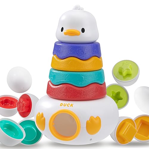 Wisplye Stapelspielzeug mit Ringen, Montessori Stapelturm für Stapelspiel, Beißspielzeug Pädagogisches Lernen Stapelring Spielzeug für Babys, 6-teiliges Set von Wisplye