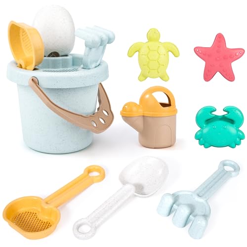 Wisplye Strand Sandspielzeug Set, Kinder Sandkasten Spielzeug mit Eimer, Sandformen, Sieb und Schaufeln Werkzeuge, Outdoor Spiele Water Toys für Jungen Mädchen 2,3,4 Wisplye Strand Sandspielzeug Set, Kinder Sandkasten Spielzeug mit Eimer, Sandformen, Sieb und Schaufeln Werkzeuge, Outdoor Spiele Water Toys für Jungen Mädchen 2,3,4 von Wisplye