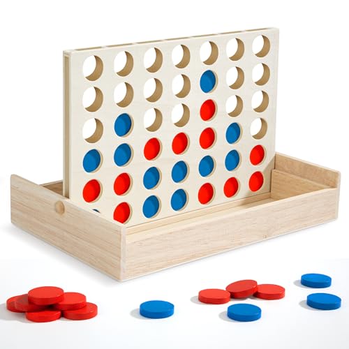 Vier Gewinnt Holz, 4 in Einer Reihe Reihe Vertikales Brettspiel für Kinder ab 3-8 Jahren, Strategiespiel für 2 Spieler,Pädagogische Spielzeuggeschenke für Kinder Geeignet von Wisplye