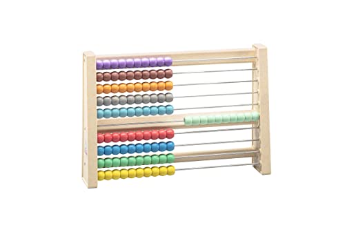 WISSNER aktiv lernen-Rechenschieber bunt - Robustes RE-Wood-Holzdesign für Grundschulkinder, Spielend Rechnen Lernen bis 100, 25x17x4,5 cm, Rechenrahmen für Schulkinder von WISSNER