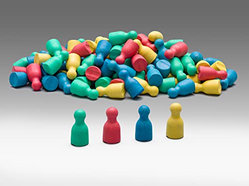 Wissner aktiv lernen - Satz aus 100 Spielfiguren/Halmakegeln in 4 Farben (je 25 Stück in rot, grün, blau, gelb) 24 x 12 mm - RE-Wood von WISSNER