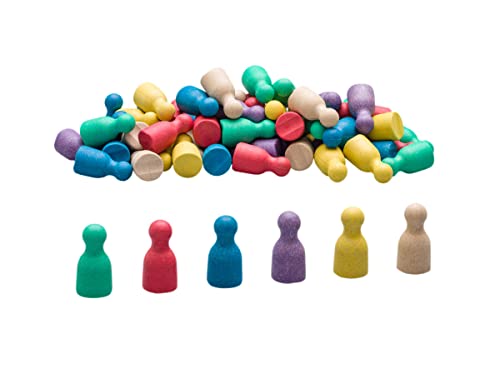 Wissner® aktiv lernen - 60 Spielfiguren/Halmakegel in 6 Farben 24 x 12 mm- RE-Wood® von WISSNER