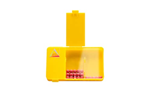 Wissner aktiv lernen 080350.IMP RE Plastic Zahlenzerlegungsbox, Kästchen mit 3 trennbaren Kammern und 20 roten Kugeln, ca. 12,5 x 7,5 x 1,5 cm groß, nachhaltig hergestellt, gelb von WISSNER