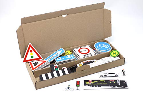 WISSNER® Magnetische Verkehrszeichen - 124-Teiliges Straßenschilder-Lernset für Kinder aus MAG-Pap, Made in Germany, Spiel-Verkehrsschilder für Kinder von WISSNER