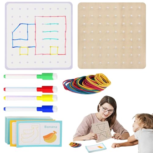 Geoboard aus Holz - Puzzle-Brett für Kinder | Hölzerne Geoboards mit Gummibändern, Lernspielzeug Geschenk für und Mädchen Geoboard aus Holz - Puzzle-Brett für Kinder | Hölzerne Geoboards mit Gummibändern, Lernspielzeug Geschenk für und Mädchen von Wisylizv