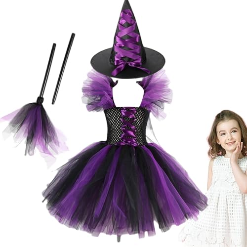 Hexenkostüm - Hexenkleid für Mädchen - Prinzessin Kostüm für Halloween - Hexenkostüm für Mädchen - Halloween Kostüm - Hexenkostüm mit Hexenhut von Wisylizv