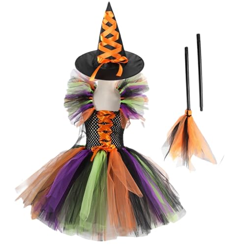 Hexenkostüm - Mädchen Hexen Kleid Prinzessin Outfit | Verkleidung Outfits für Halloween | Mädchen Hexenkostüm Hexen Kleid | Halloween Kostüm Cosplay Kostüm Hexen Outfit mit Hexenhut von Wisylizv