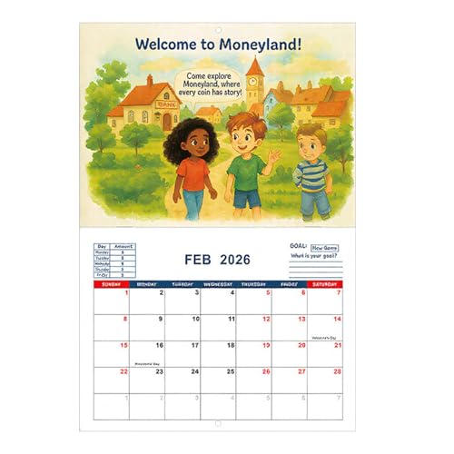 Kinder Geldmanagement Kalender 2026 - 12 Monate Finanzbildung Monatsplaner Kalender,Interaktives STEM Lernspielzeug Für Kindertagesstätten Und Kindergarten Unterwegs von Wisylizv