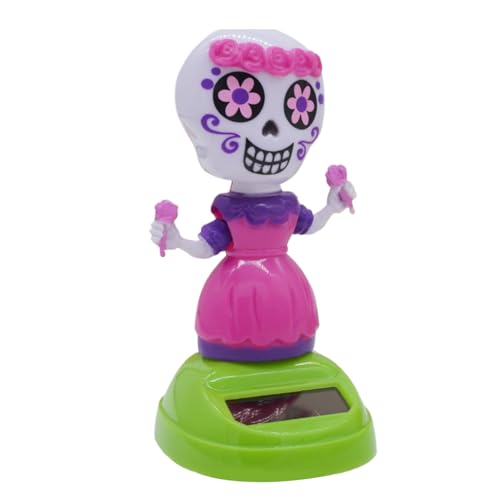 Kopfspielzeug Schütteln - Halloween Car Dashboard Accessoire | Solar Angetriebene Tanzspielzeuge | Solarbetriebener Tänzer | Kreative Cartoon Female Puppe, Solarbetriebenes Ornament Für Autoskoration von Wisylizv