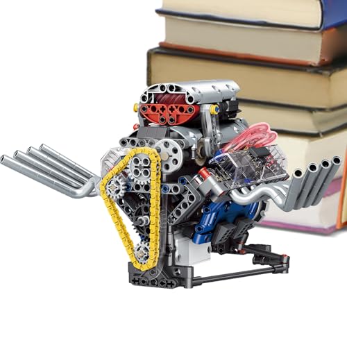 Modellmotor-Kit für Erwachsene, programmierbarer Modellbausatz mit Sound, Fernbedienungs-Baustein-Sets mit LED-Lichtern, Schreibtisch-Sammelstück für Kinder, Erwachsene, Zuhause, Werkstatt von Wisylizv