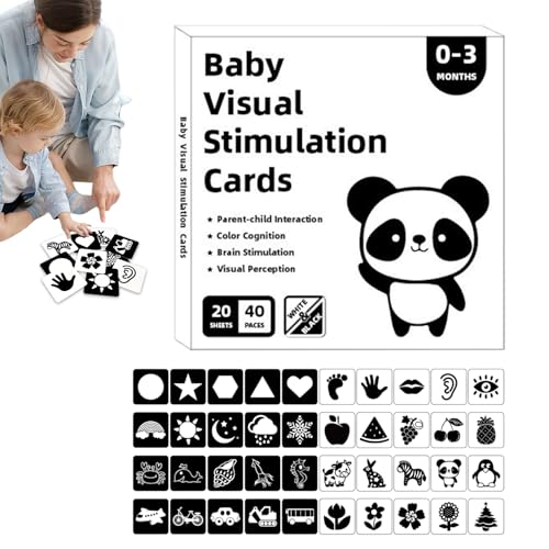 Neugeborene Essentials - Babyssenorische Spielzeugkarten | Babyphiltkarten für visuelle Stimulation | Schwarz-Weiß-frühe Bildung Kognitive Tracking-Karten für 0-3 Monate Neugeborene Essentials - Babyssenorische Spielzeugkarten | Babyphiltkarten für visuelle Stimulation | Schwarz-Weiß-frühe Bildung Kognitive Tracking-Karten für 0-3 Monate von Wisylizv