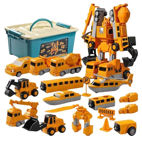 Transformation Engineering Car Zusammengebautes Spielzeug - Magnettransformationstechnik Mit Roboterkonvertierung | Baufahrzeugplastikspielzeugset | Kinder Alter 4-6 | Modulares Design Für Fähigkeiten von Wisylizv