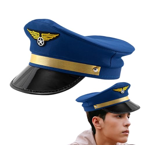 Wisylizv Pilotkostüm Set - Adult Navy Airline Hut | Halloween Cosplay -Rollenspiel Accessoire | Festival Carnival Party Captain Cap | Flugzeug Pilotuniformhut für Männer Frauen von Wisylizv