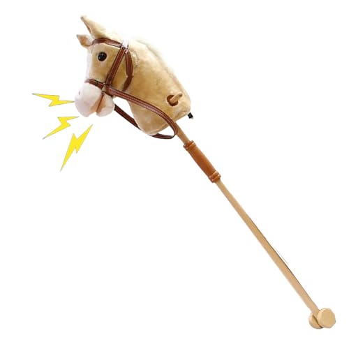 Wisylizv Steckenpferd - Plüsch Steckenpferd Mit Wiehergeräusch Reitspielzeug,Kuscheltier Für Kleinkinder Mädchen Drinnen Draußen Garten Zuhause Rollenspiel Geburtstagsfeier von Wisylizv