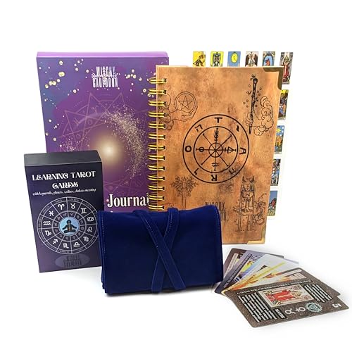 Witchy Cauldron Tarot-Lernset für Anfänger, Lernkarten für Anfänger, Satin-Halter und Tarot-Tagebuch für die Planung Spirituell (Blau) von Witchy Cauldron