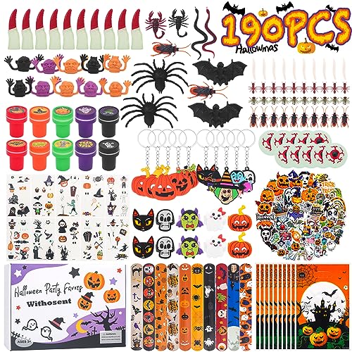 190 Stück Halloween Party Mitgebsel Kindergeburtstag, Halloween Deko Party Spielzeug Zubehör mit Geschenke Box, Halloween Pinata Füllung Spinne Fledermaus Augen Fingerlinge Tattoo für Kinder 190 Stück Halloween Party Mitgebsel Kindergeburtstag, Halloween Deko Party Spielzeug Zubehör mit Geschenke Box, Halloween Pinata Füllung Spinne Fledermaus Augen Fingerlinge Tattoo für Kinder von Withosent