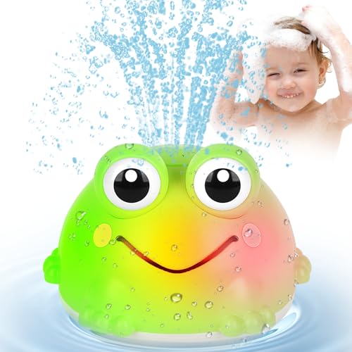 Withosent Badewannenspielzeug, Frosch Spray Wasserspielzeug Kinder mit Licht, Badespielzeug Baby Automatischem Wasserspray Baby Geschenk für Jungen und Mädchen ab 1 2 3 4Jahr von Withosent