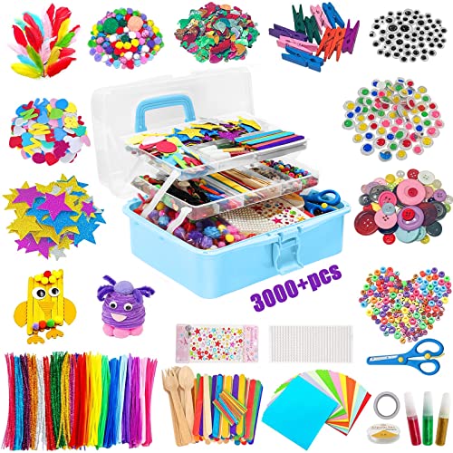 Withosent Bastelset Kinder, 3000+PCS DIY Basteln Kinder Bastelsachen, Bastelsets für Kinderbastelkoffer, Bastelzubehör Kinder Pfeifenreiniger, EIS am Stiel, Pompons, Perlen, Scrapbooking Withosent Bastelset Kinder, 3000+PCS DIY Basteln Kinder Bastelsachen, Bastelsets für Kinderbastelkoffer, Bastelzubehör Kinder Pfeifenreiniger, EIS am Stiel, Pompons, Perlen, Scrapbooking von Withosent