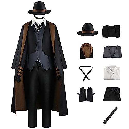 Chuuya Nakahara Cosplay Kostüm Chuuya Nakahara Lange Trenchjacke Weste Uniformen mit Hut und Perücke von Witorya