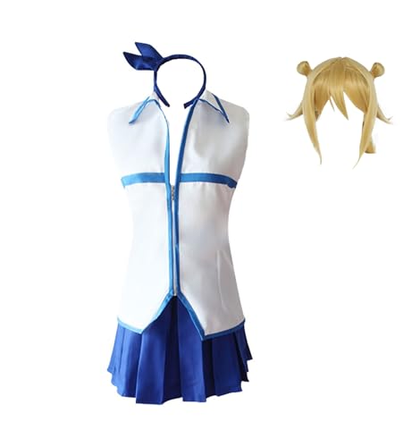 Witorya Lucy Heartfilia Cosplay-Kostüm Lucy Heartfilia ärmelloses Top Rock Outfit Zubehör Perücke für Frauen von Witorya